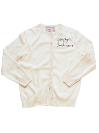 "courage, darling" Classic Cardigan Cashmere Core LINGUA FRANCA NYC Cream XS
