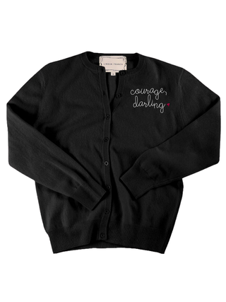 "courage, darling" Classic Cardigan Cashmere Core LINGUA FRANCA NYC Black XS