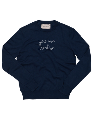 "you are creative" Cotton Silk Crewneck 307 Other LINGUA FRANCA NYC Navy XS