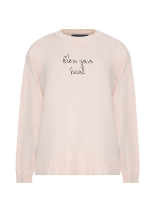 "bless your heart" Maxine Sweater Cotton Cashmere LINGUA FRANCA NYC Pale Pink XS