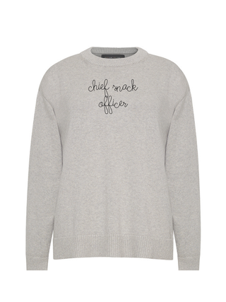 "chief snack officer" Maxine Sweater Cotton Cashmere LINGUA FRANCA NYC Smoke XS