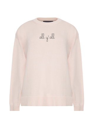 "all y'all" Maxine Sweater Cotton Cashmere LINGUA FRANCA NYC Pale Pink XS