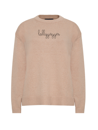"lollygagger" Maxine Sweater Cotton Cashmere LINGUA FRANCA NYC Oatmeal XS