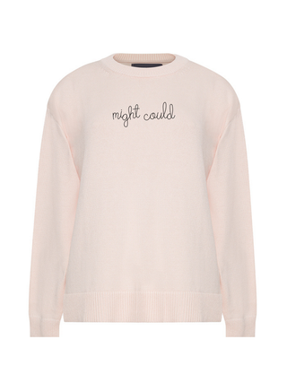 "might could" Maxine Sweater Cotton Cashmere LINGUA FRANCA NYC Pale Pink XS