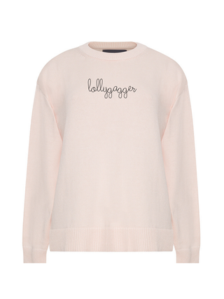 "lollygagger" Maxine Sweater Cotton Cashmere LINGUA FRANCA NYC Pale Pink XS