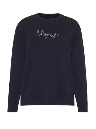 "lollygagger" Maxine Sweater Cotton Cashmere LINGUA FRANCA NYC Black XS