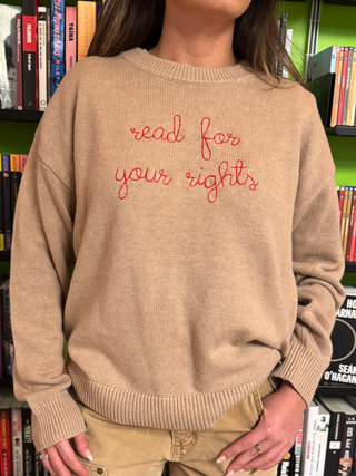 "read for your rights" Maxine Sweater Cotton Cashmere LINGUA FRANCA NYC Oatmeal XS