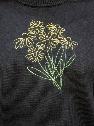 "yellow daisies" Maxine Sweater Cotton Cashmere LINGUA FRANCA NYC