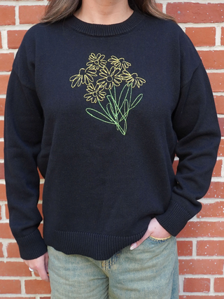 "yellow daisies" Maxine Sweater Cotton Cashmere LINGUA FRANCA NYC