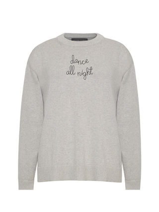 "dance all night" Maxine Sweater Cotton Cashmere Core LINGUA FRANCA NYC Smoke XS