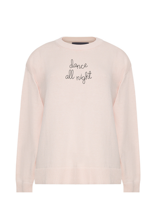 "dance all night" Maxine Sweater Cotton Cashmere Core LINGUA FRANCA NYC Pale Pink XS