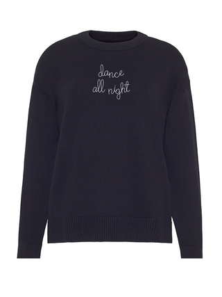 "dance all night" Maxine Sweater Cotton Cashmere Core LINGUA FRANCA NYC Black XS