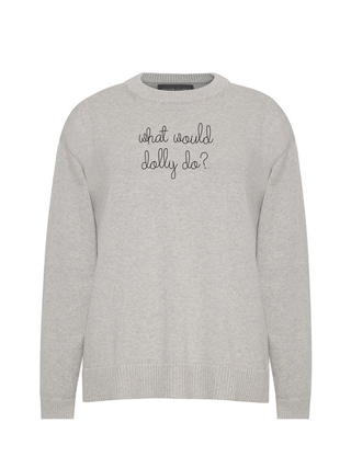 "what would dolly do?" Maxine Sweater Cotton Cashmere LINGUA FRANCA NYC Smoke XS
