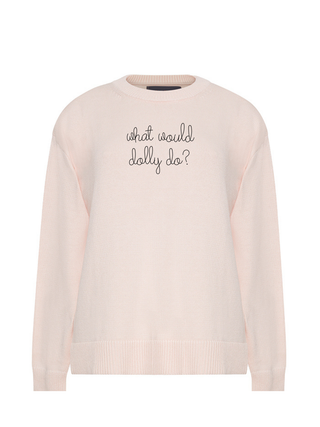 "what would dolly do?" Maxine Sweater Cotton Cashmere LINGUA FRANCA NYC Pale Pink XS