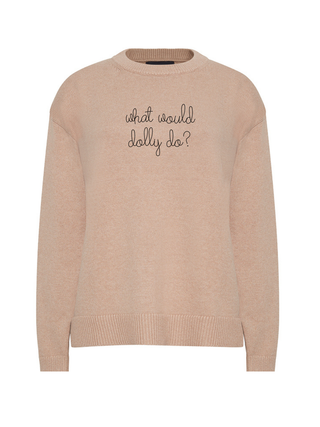 "what would dolly do?" Maxine Sweater Cotton Cashmere LINGUA FRANCA NYC Oatmeal XS