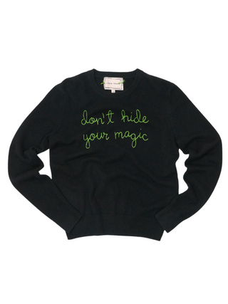 "don't hide your magic" Women's Crewneck Sweater Lingua Franca NYC Black XS 