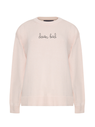 "down bad" Maxine Sweater Cotton Cashmere Core LINGUA FRANCA NYC Pale Pink XS