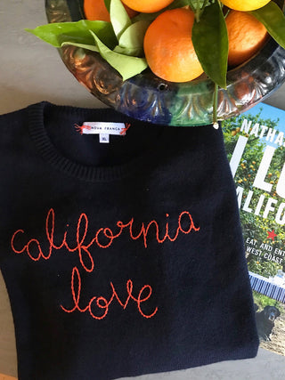 "california love" Women's Crewneck Cashmere Core Donation