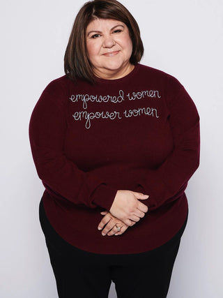"love you to the moon and back" Crewneck Cashmere Core LINGUA FRANCA NYC Maroon XS