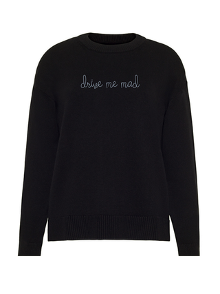 "drive me mad" Maxine Sweater Cotton Cashmere LINGUA FRANCA NYC Black XS