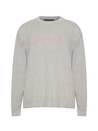 "drive me mad" Maxine Sweater Cotton Cashmere LINGUA FRANCA NYC Smoke XS