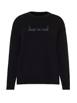 "drive me mad" Maxine Sweater Cotton Cashmere LINGUA FRANCA NYC Black XS