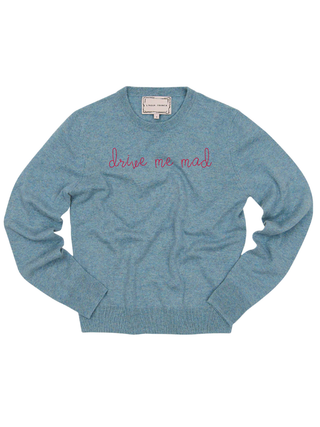 "drive me mad" Women's Crewneck Cashmere Core LINGUA FRANCA NYC Sea XS