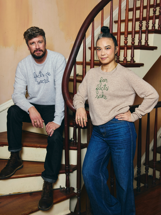 "for facts' sake" Men's Crewneck Cashmere Core LINGUA FRANCA NYC