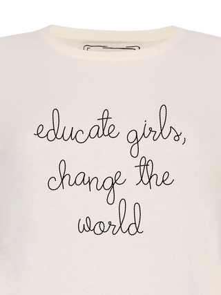 "educate girls, change the world" Mara Crewneck Cotton Silk Core LINGUA FRANCA NYC