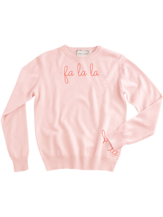 "fa la la" Women's Crewneck Sweater LINGUA FRANCA NYC Pale Pink XS