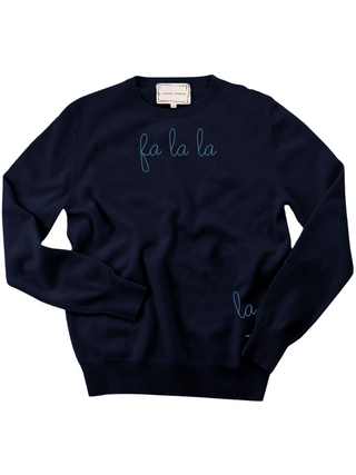 "fa la la" Men's Crewneck Sweater LINGUA FRANCA NYC Navy XS