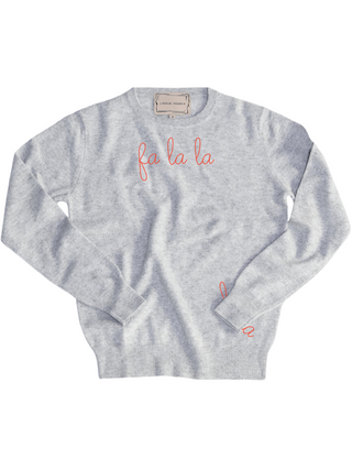 "fa la la" Men's Crewneck Sweater LINGUA FRANCA NYC Smoke XS