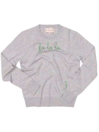 "fa la la" Women's Crewneck Sweater LINGUA FRANCA NYC Heather XS