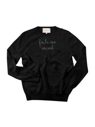 "facts are sacred" Women's Crewneck Cashmere Core LINGUA FRANCA NYC Black XS