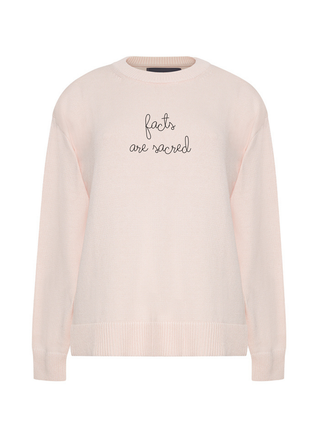 "facts are sacred" Maxine Sweater Cotton Cashmere LINGUA FRANCA NYC Pale Pink XS