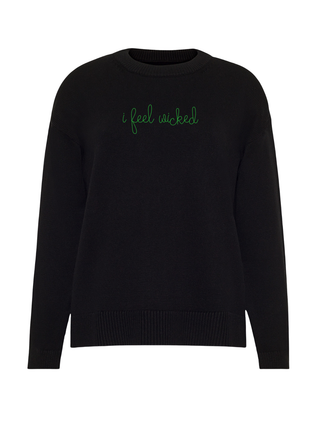 "i feel wicked" Maxine Sweater Cotton Cashmere LINGUA FRANCA NYC Black XS