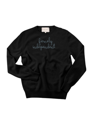 "fiercely independent" Men's Crewneck Cashmere Core LINGUA FRANCA NYC Navy XS