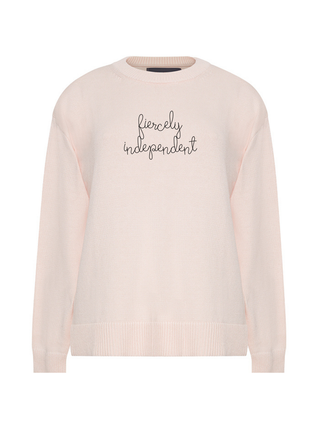 "fiercely independent" Maxine Sweater Cotton Cashmere LINGUA FRANCA NYC Pale Pink XS