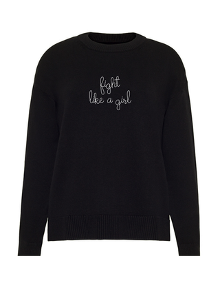 "fight like a girl" Maxine Sweater Cotton Cashmere Core LINGUA FRANCA NYC Black XS