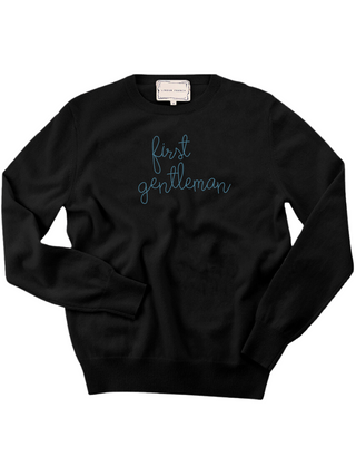 "first gentleman" Men's Crewneck Sweater Lingua Franca NYC Black XS 