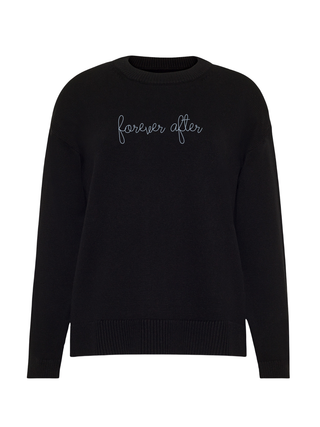 "forever after" Maxine Sweater Cotton Cashmere LINGUA FRANCA NYC Black XS