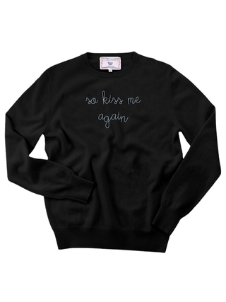 "so kiss me again" Women's Crewneck Cashmere Core LINGUA FRANCA NYC Black XS