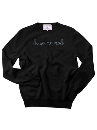 "drive me mad" Women's Crewneck Cashmere Core LINGUA FRANCA NYC Black XS