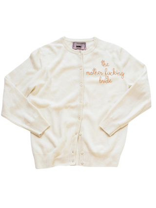 "the mother fucking bride"Classic Cardigan Cashmere Core LINGUA FRANCA NYC Cream XS