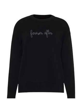 "forever after" Maxine Sweater Cotton Cashmere LINGUA FRANCA NYC Black XS