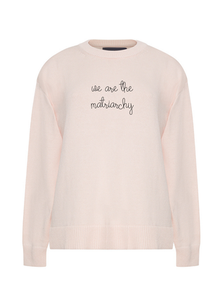 "we are the matriarchy" Maxine Sweater Cotton Cashmere LINGUA FRANCA NYC Pale Pink XS