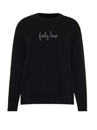 "forty love" Maxine Sweater Cotton Cashmere LINGUA FRANCA NYC Black XS