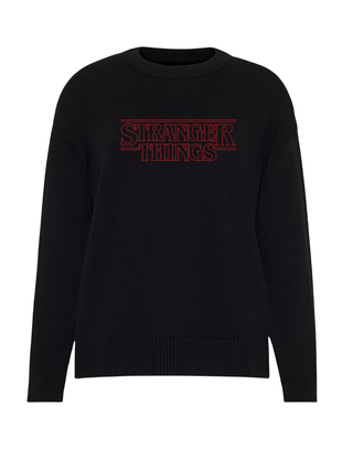"stranger things logo" Maxine Sweater Cotton Cashmere LINGUA FRANCA NYC Black XS