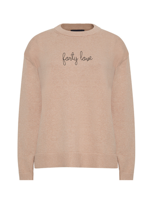 "forty love" Maxine Sweater Cotton Cashmere LINGUA FRANCA NYC Oatmeal XS