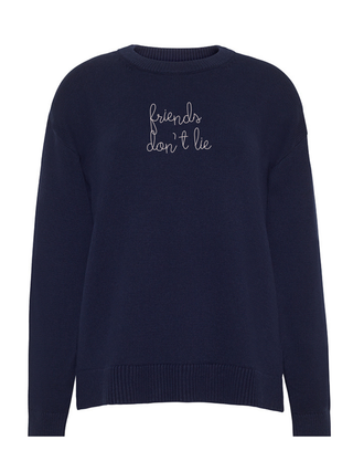 "friends don't lie" Maxine Sweater Cotton Cashmere LINGUA FRANCA NYC Navy XS